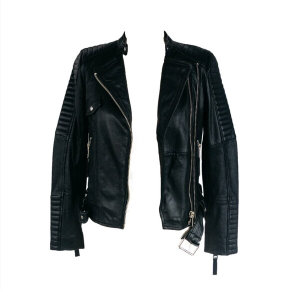 ZARA Trafaluc Women's Black Leather Moto Jacket – Size XS - Picture 7 of 10